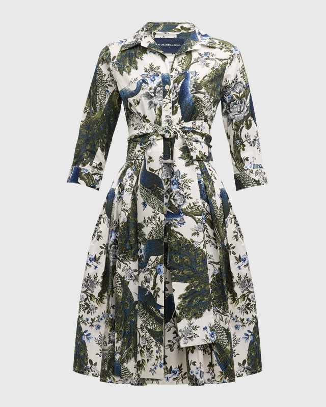 Audrey 2 Pleated Stretch Cotton Midi Shirtdress